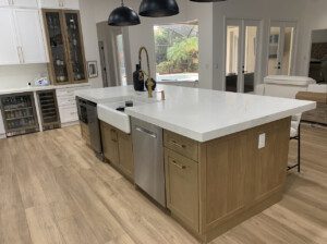 A white kitchen counter top